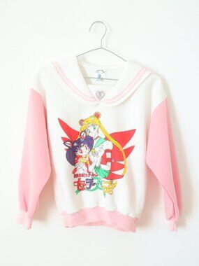 Vintage Sailor Moon Pink Sailor Collar Pink Sweatshirt / Size 16 / Big Kids
